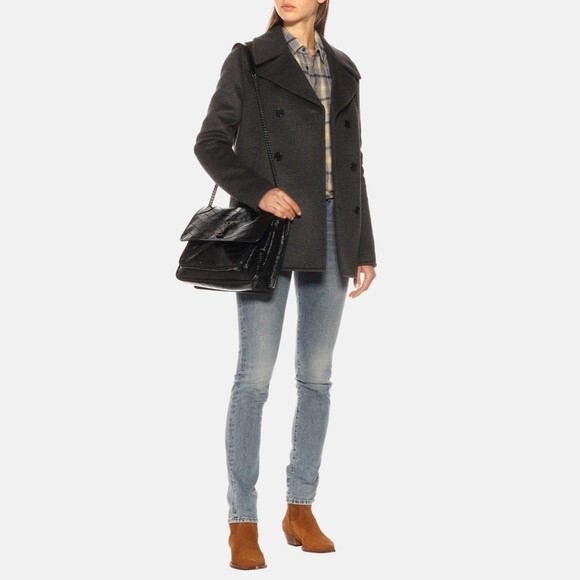 NWOT SAINT LAURENT Niki Large Leather Shoulder Bag Black - Picture 3 of 8